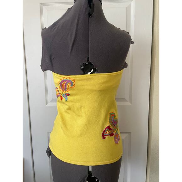 Ralph Lauren Black Label Yellow Silk Blend Paisley Halter Top • Size L - Picture 3 of 8